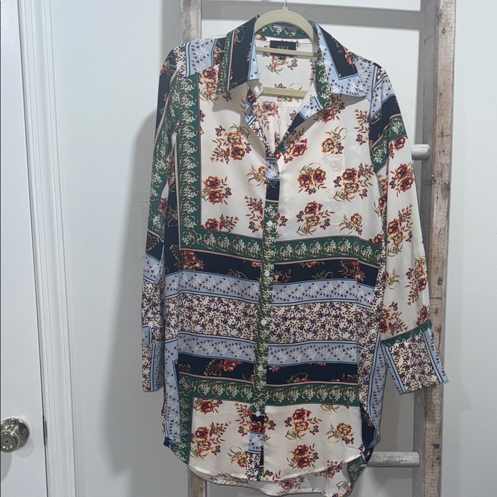 Vici Multicolor Floral Men's Button Down Shirt